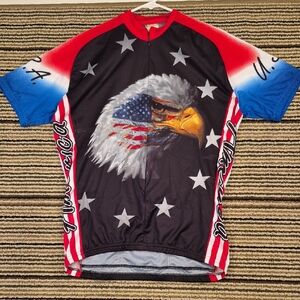 PATRIOTIC EAGLE‎ USA World Jerseys Polyester Mens Cycling Jersey Sz Large
